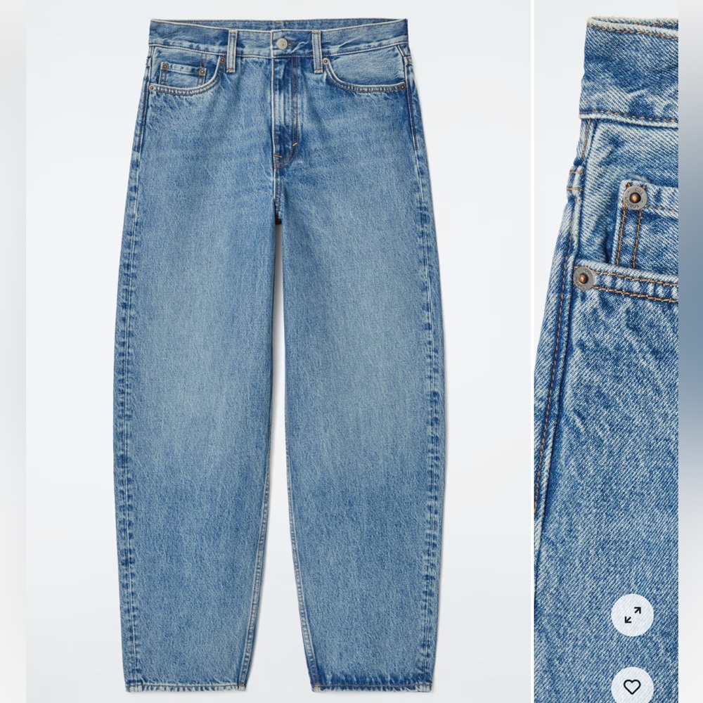 NWT COS Tapered Leg high rise ankle length Jeans, Mid Blue, sz 26